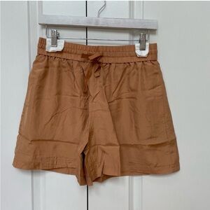 J. Crew NWT pull on 100% silk luxurious High Waist Tan Shorts